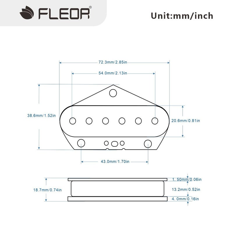 FLEOR Alnico 5 Black TL Bridge Pickup for TL Style Electric Guitar Pickup Part - Image 2